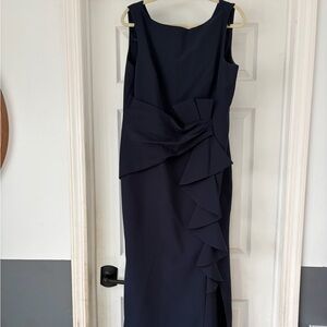 Eliza J Navy Asymmetrical Ruffle Dress